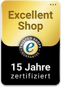 Trusted Shops Excellent Shop – seit 15 Jahren zertifiziert