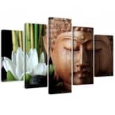 Canvas print 5 stuks, Boeddha Bamboo Zen Nature 