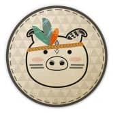 Holzbild - Indianer-Schwein - Rund 