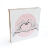 Holzbild zum Hinstellen - Graves - Heart in Hand - 15x15 cm 