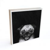 Wood Print to put up - Graves - Snuggle Pug - 15x15 cm 