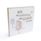 Holzbild zum Hinstellen - Kvilis - Huch, nur verrückte hier, komm Einhorn wir gehen - 15x15 cm 
