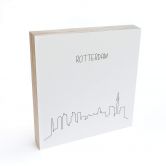 Holzbild zum Hinstellen - Skyline Rotterdam Outline - 15x15 cm 