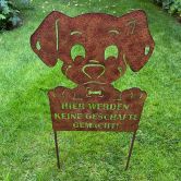 Hunde Toilette Gartenstecker Edelrost-Optik Metallschild - 31x70x1 cm 