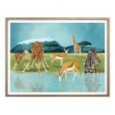 Poster Goed Blauw - Tiere am Wasserloch 