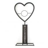 Gartendeko Welcome Herz mit Blumentopf Metalldeko - 73x34x36 cm 