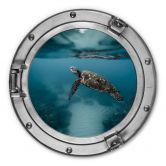 Alu-Dibond 3D-Optik Bullauge - Schildkröte seitlich - Rund 