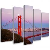 Leinwandbild 5 teilig, Golden Gate Bridge Panorama 
