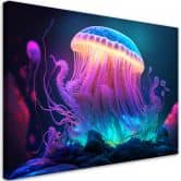 Leinwandbild, Neon-Qualle 