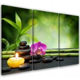 Leinwandbild 3-teilig, Orchideen-Bambus-Steine 