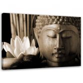 Leinwandbild, Buddhas Kopf mit einer Lilie 