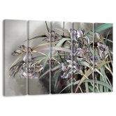 Leinwandbild 5 teilig, Iris Blumen im Wind 