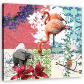 Leinwandbild, Flamingo collage 