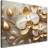 Leinwandbild, Orchidee glamourös gold 