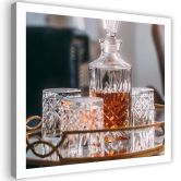Leinwandbild, Whisky, Dekanter und Gläser 