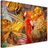 Leinwandbild, Flamingo Gold Tiere 