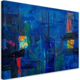 Leinwandbild, Blau Abstraktion wie gemalt 