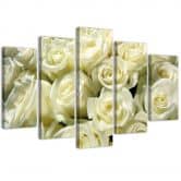 Leinwandbild 5 teilig, Weiße Rosen Blumen Natur 