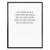 Poster Auf einer Skala von eins bis neun 
