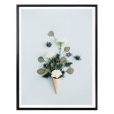 Poster Blüten in der Eistüte - blau 