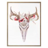 Poster Kvilis - Boho Skull Rote Blumen 