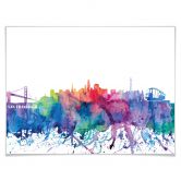 Poster Bleichner - San Francisco Aquarell Skyline 