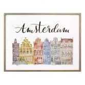 Poster Skyline van Amsterdam - Aquarel 