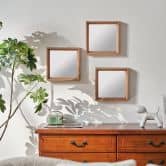 Wandspiegel 3er Set Holz klein - Bangkok - 26x26 cm 