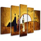 Canvas print 5 stuks, Afrika - vrouwen - landschap 