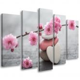 Leinwandbild 5 teilig, Herz Stein Rosa 