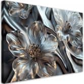 Leinwandbild, Elegante Silberblumen 