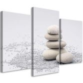 Leinwandbild 3-teilig, Steine Zen Beige 