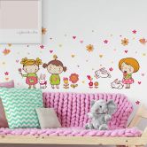 Wandtattoo Blumenpflücken mit Freundinnen 