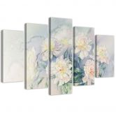 Leinwandbild 5 teilig, Blumenstrauß Blumen Weiß 