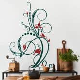 Sticker mural - Vrille des fleurs 1 (bicolore) 