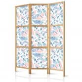 Japanischer Paravent, Raumteiler freistehend, Trennwand - Fish in Aztec Style in Pastel Color Shade 
