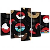 Leinwandbild 5 teilig, Vinyl-Musik 