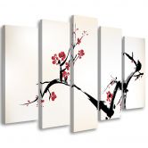 Leinwandbild 5 teilig, Kirschblüte Japan Natur 