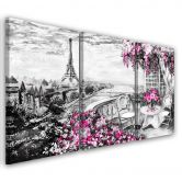 Leinwandbild 3-teilig, Paris Eifelturm Lila Pastell 