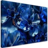 Leinwandbild, Blaue Glasblumen 3D 