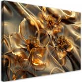 Leinwandbild, Transparente Blumen in Gold 