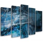 5-delige canvas print vrouwelijk blauw 