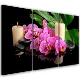 Leinwandbild 3-teilig, Orchidee Orchideen-Kerzen 