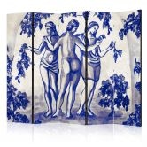 Paravent, Raumteiler freistehend, Trennwand - Three Graces: Women Among Grapevines, 5-teilig - 225x172 cm 