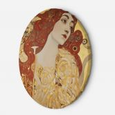 Rundes Leinwandbild - Frau mit langem Haar - G. Klimt 