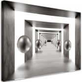Leinwandbild, Tunnel Silber 3D Kugeln 