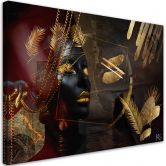 Leinwandbild, Afrikanische Frau Gold Abstraktion 