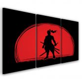 3-delige canvasprint, Samurai Japan Sun 