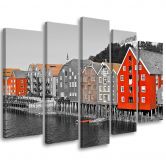 Leinwandbild 5 teilig, Gebäude Meer 