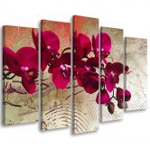 Leinwandbild 5 teilig, Orchidee Blumen Rosa 